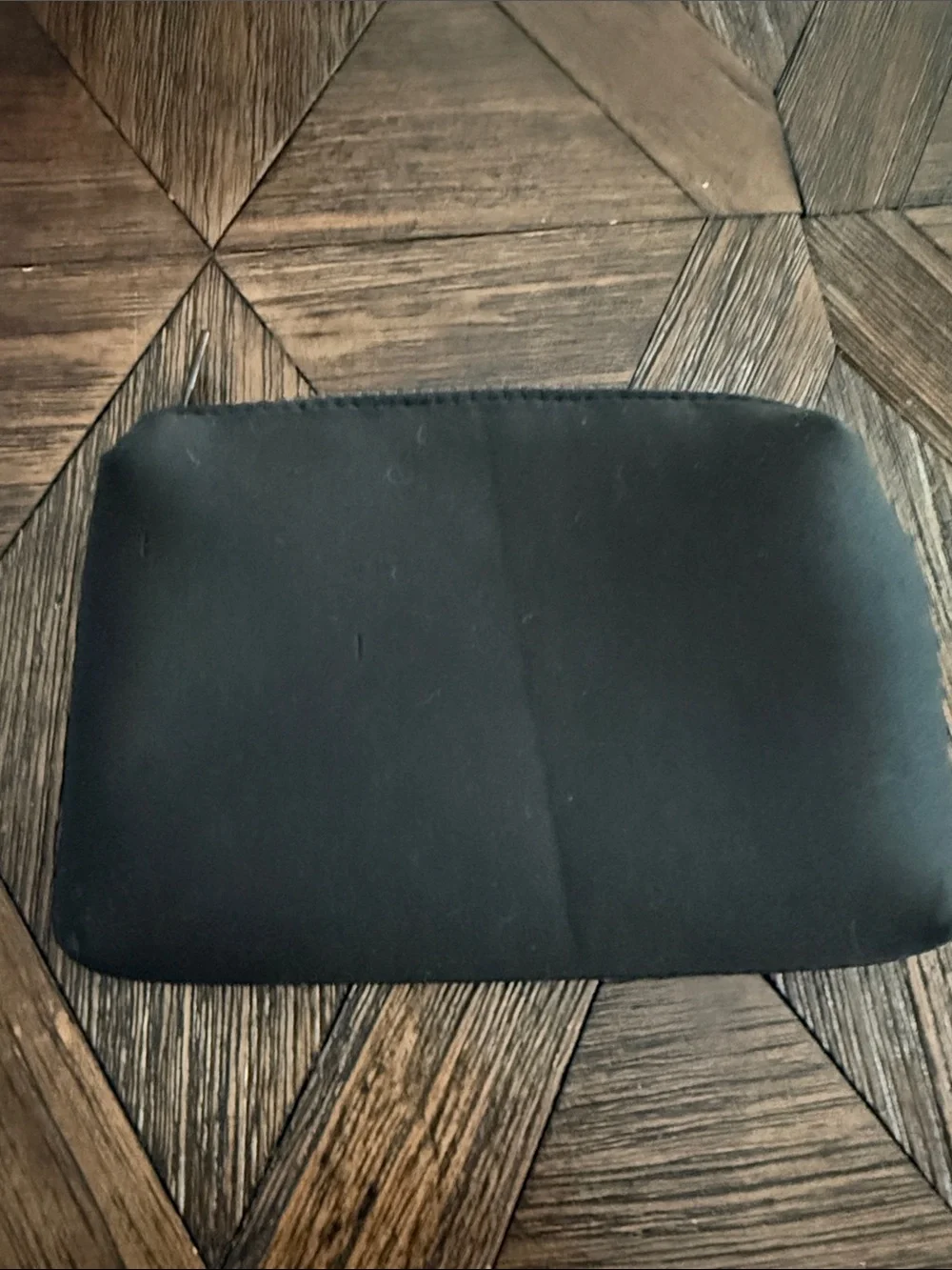 CHANEL Black Neoprene Cosmetic Pouch Makeup Bag Zip Case
